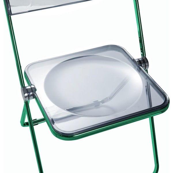 Leisuremod Lawrence Acrylic Folding Chair with Green Metal Frame, Green, 2PK - LFCL19G2