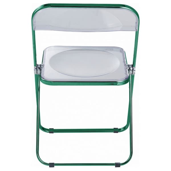 Leisuremod Lawrence Acrylic Folding Chair with Green Metal Frame, Green, 2PK - LFCL19G2