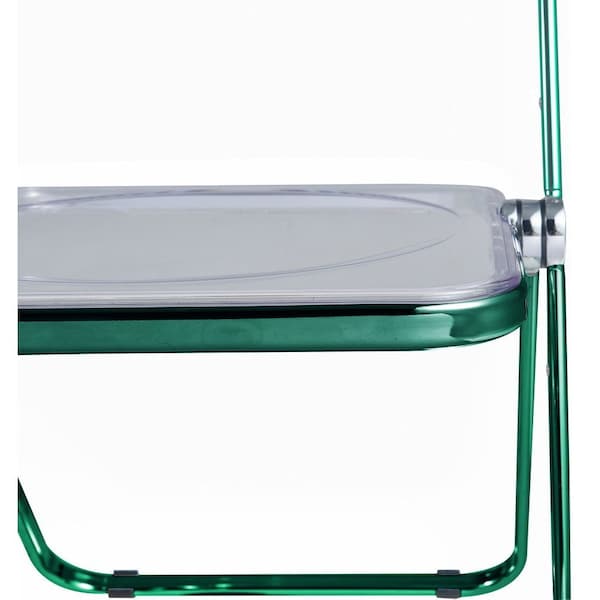 Leisuremod Lawrence Acrylic Folding Chair with Green Metal Frame, Green, 2PK - LFCL19G2