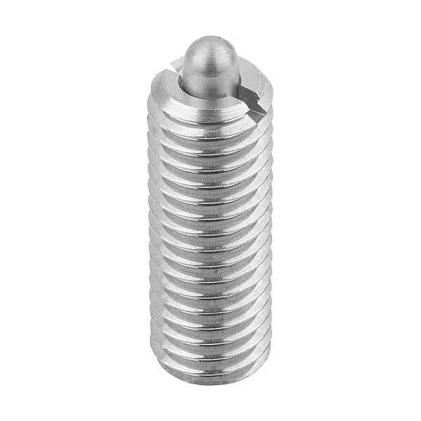 Kipp Spring Plunger Standard Spring Force D=3/8-16 L=22, Stainless Steel, Comp: Pin Stainless Steel - K0319.A4