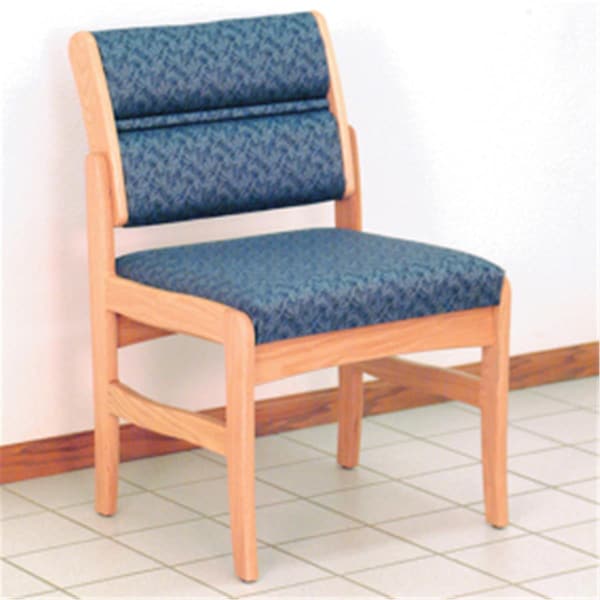 Wooden Mallet Valley Armless Guest Chair in Light Oak - Leaf Blue - DW4-1DLOLB