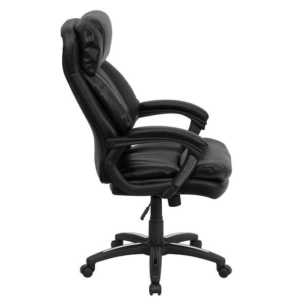 Flash Furniture Contemporary Chair Fixed Arms, 19" to 23-1/2" Height, Leather, Black - GO-1097-BK-LEA-GG