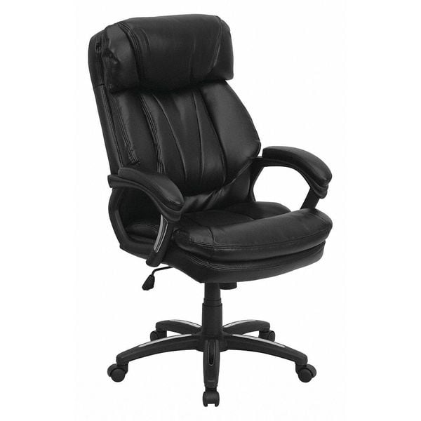 Flash Furniture Contemporary Chair Fixed Arms, 19" to 23-1/2" Height, Leather, Black - GO-1097-BK-LEA-GG