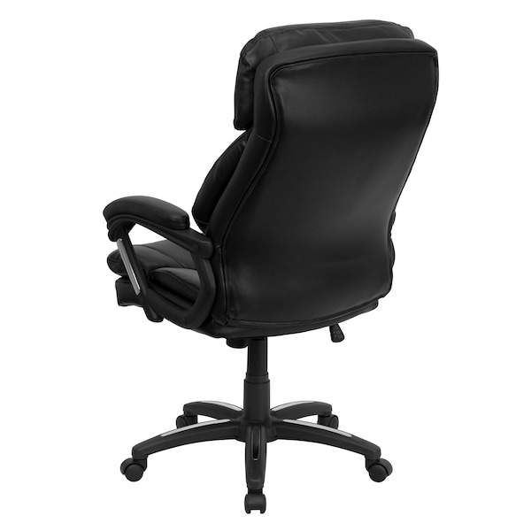 Flash Furniture Contemporary Chair Fixed Arms, 19" to 23-1/2" Height, Leather, Black - GO-1097-BK-LEA-GG