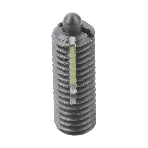 Kipp Spring Plunger Light Spring Force, Long-Lok D=1/4-20 L=20, Steel, Comp: Pin Steel - K0327.1A2