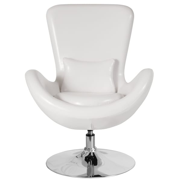 Flash Furniture Egg Side Reception Chair, White LeatherSoft Seat, 30 W 30" L 38 H, Integrated Curved - CH-162430-WH-LEA-GG