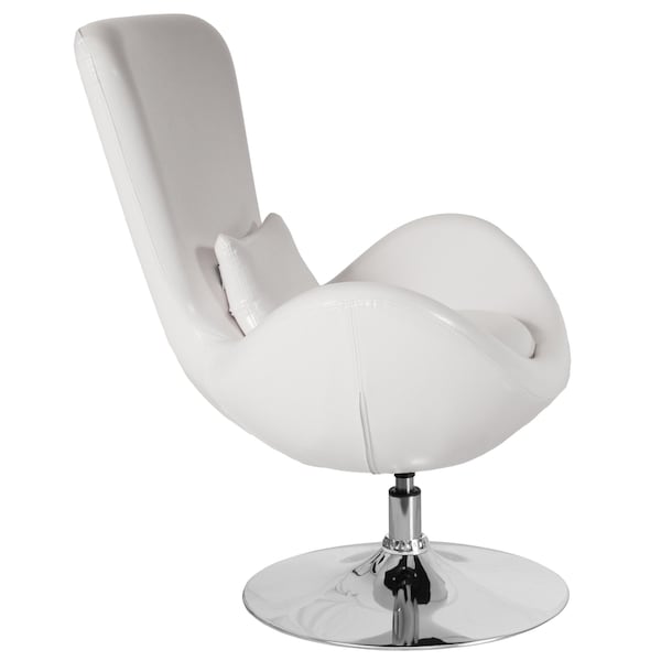 Flash Furniture Egg Side Reception Chair, White LeatherSoft Seat, 30 W 30" L 38 H, Integrated Curved - CH-162430-WH-LEA-GG