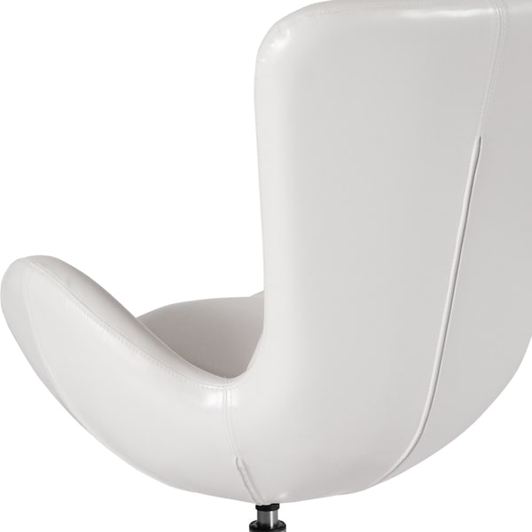 Flash Furniture Egg Side Reception Chair, White LeatherSoft Seat, 30 W 30" L 38 H, Integrated Curved - CH-162430-WH-LEA-GG
