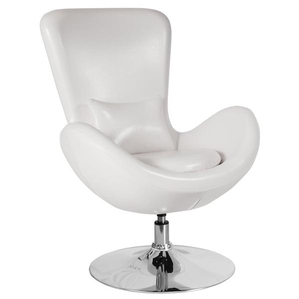 Flash Furniture Egg Side Reception Chair, White LeatherSoft Seat, 30 W 30" L 38 H, Integrated Curved - CH-162430-WH-LEA-GG