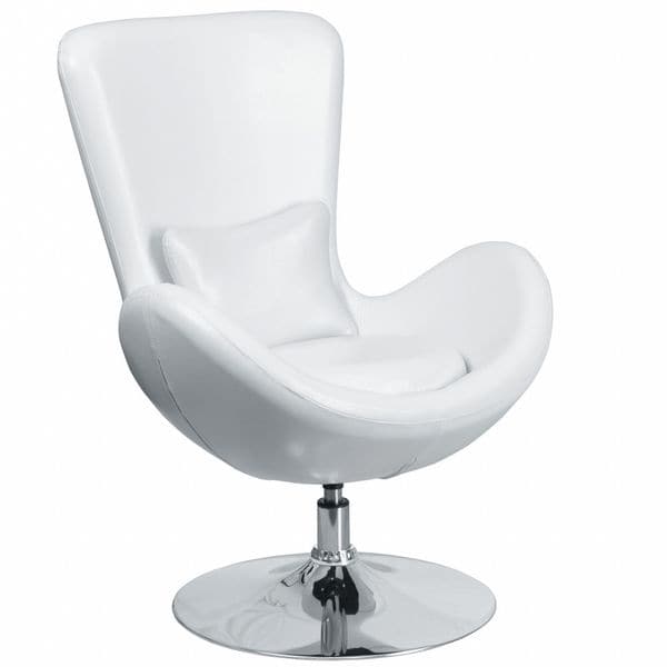 Flash Furniture Egg Side Reception Chair, White LeatherSoft Seat, 30 W 30" L 38 H, Integrated Curved - CH-162430-WH-LEA-GG
