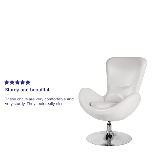 Flash Furniture Egg Side Reception Chair, White LeatherSoft Seat, 30 W 30" L 38 H, Integrated Curved - CH-162430-WH-LEA-GG
