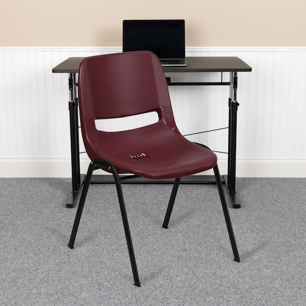 Flash Furniture Burgundy Plastic Stack Chair - 5-RUT-EO1-BY-GG