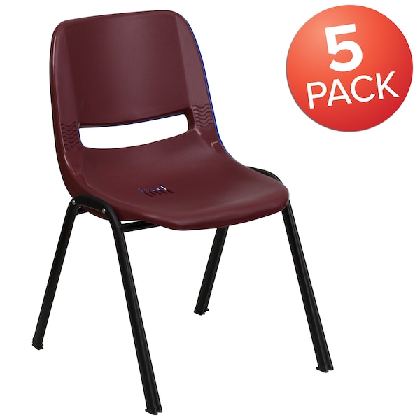 Flash Furniture Burgundy Plastic Stack Chair - 5-RUT-EO1-BY-GG