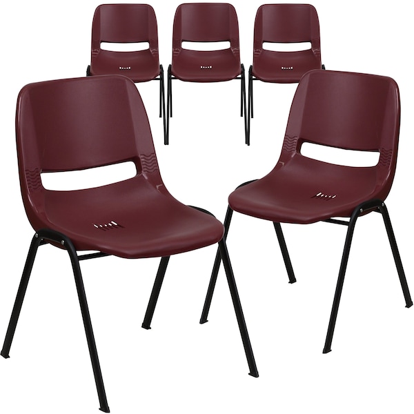 Flash Furniture Burgundy Plastic Stack Chair - 5-RUT-EO1-BY-GG