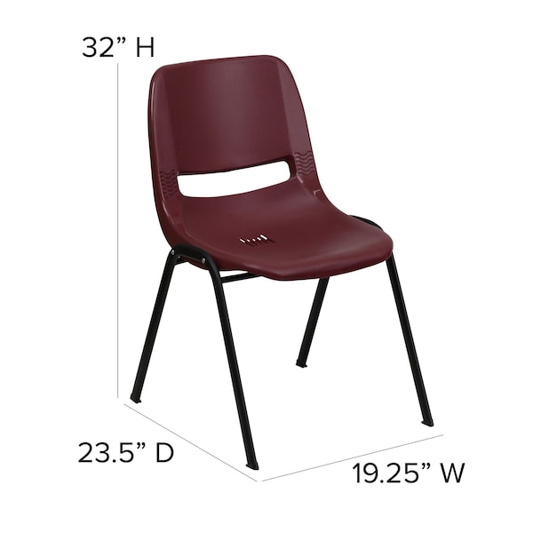 Flash Furniture Burgundy Plastic Stack Chair - 5-RUT-EO1-BY-GG