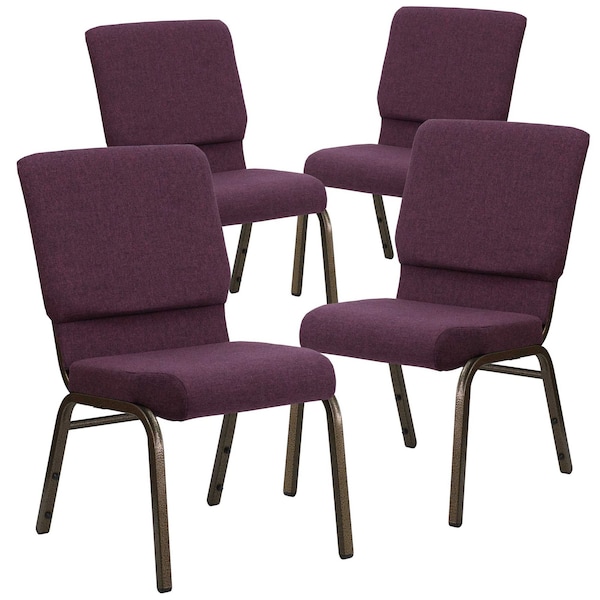 Flash Furniture 18.5"W Stacking Church Chair in Plum Fabric, 4PK - 4-FD-CH02185-GV-005-GG