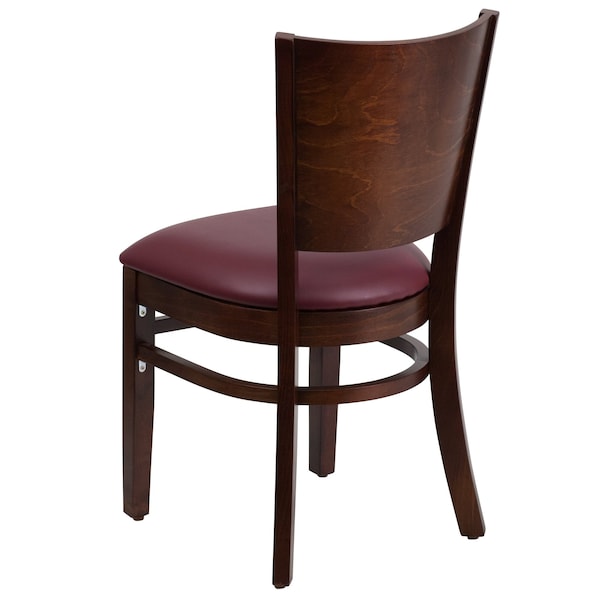 Flash Furniture Lacey Series Solid Back Walnut Wood Chair, Burgundy Vinyl Seat, PK2 - 2-XU-DG-W0094B-WAL-BURV-GG
