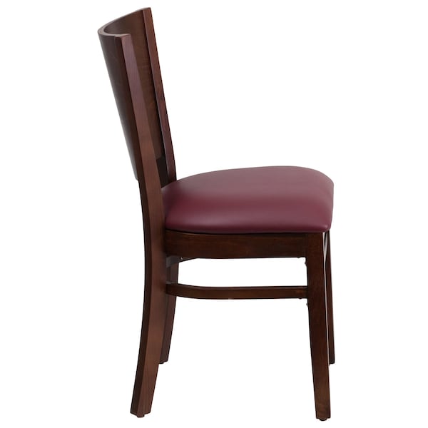 Flash Furniture Lacey Series Solid Back Walnut Wood Chair, Burgundy Vinyl Seat, PK2 - 2-XU-DG-W0094B-WAL-BURV-GG