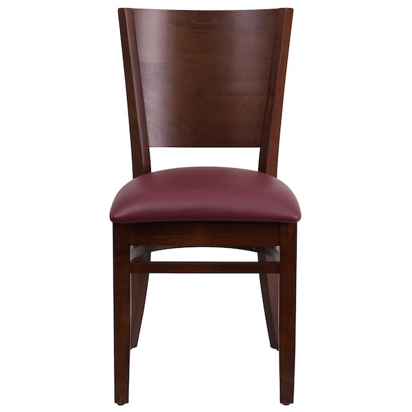 Flash Furniture Lacey Series Solid Back Walnut Wood Chair, Burgundy Vinyl Seat, PK2 - 2-XU-DG-W0094B-WAL-BURV-GG