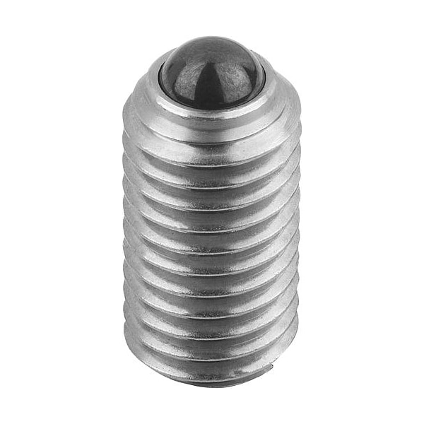 Kipp Spring Plunger, Slotted, Ceramic Ball, D=M08 L=16, Stainless Steel - K0609.08