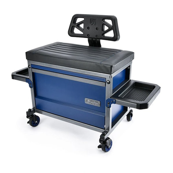 Urban Transit The Beast Shop Stool W/ Tool Drawer Padded Seat, Back Support, Pro-Glide Casters and 500lb Capacity - 53202