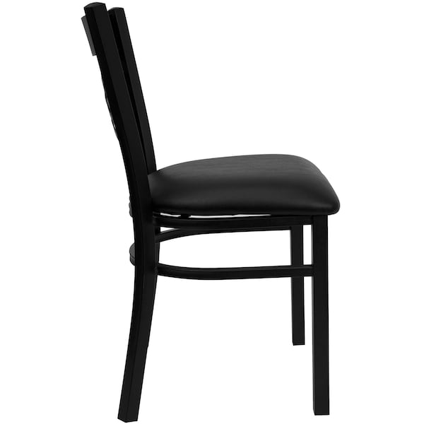 Flash Furniture Black ''X'' Back Metal Restaurant Chair, Black Vinyl Seat, PK2 - 2-XU-6FOBXBK-BLKV-GG