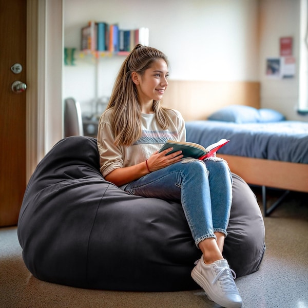 Flash Furniture Bean Bag Chair, Gray Back, 42 in W 42" L 19" H - DG-BEAN-LARGE-SOLID-GY-GG