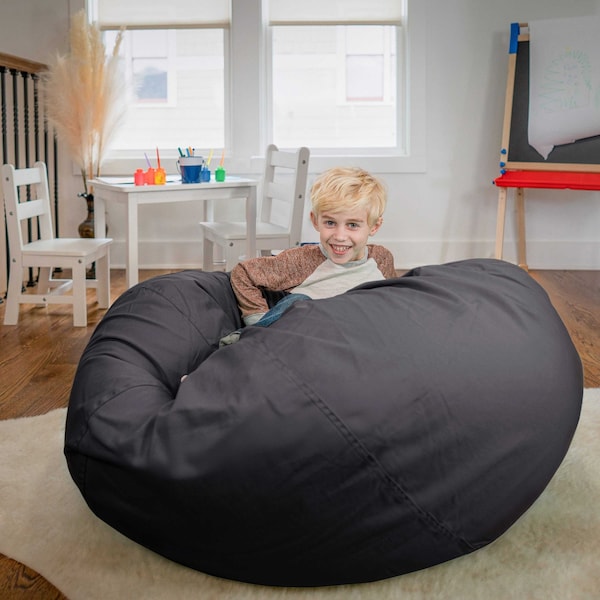 Flash Furniture Bean Bag Chair, Gray Back, 42 in W 42" L 19" H - DG-BEAN-LARGE-SOLID-GY-GG