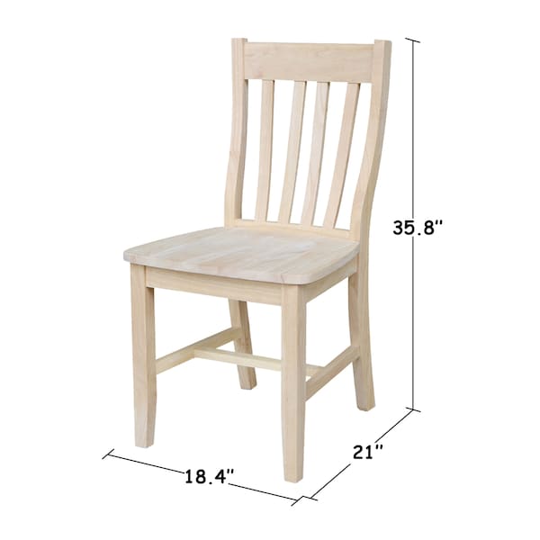 International Concepts Set of 2 Cafe Chairs, Unfinished - C-61P