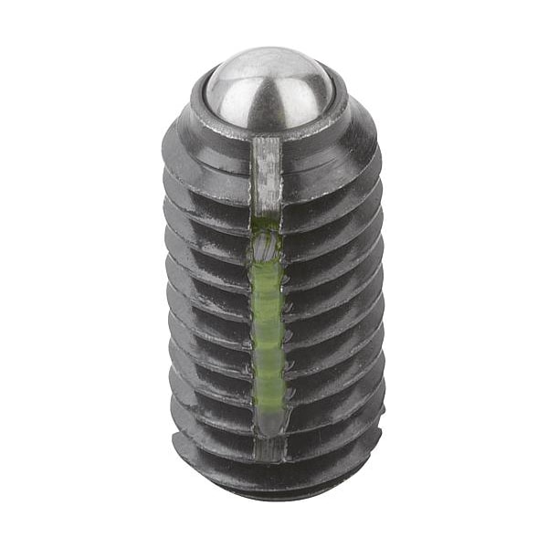 Kipp Spring Plunger Intensified Spring Force, Long-Lok D=M10 L=19, Steel, Comp: Ball Steel - K0321.210