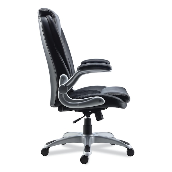 Alera Alera Leithen Bonded Leather Midback Chair, Supports Up to 275 lb, Black Seat/Back, Silver Base - ALELT4249