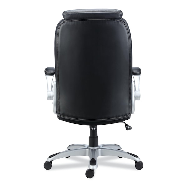 Alera Alera Leithen Bonded Leather Midback Chair, Supports Up to 275 lb, Black Seat/Back, Silver Base - ALELT4249