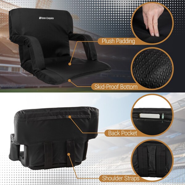 Home-Complete Set of 2 Wide Stadium Seats - Padded Back Support, Armrests, 6 Reclining Positions by, 2PK - 357154CAH