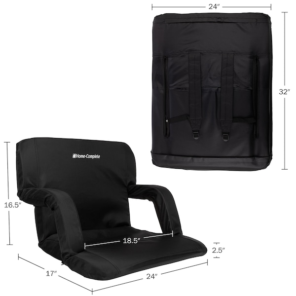 Home-Complete Set of 2 Wide Stadium Seats - Padded Back Support, Armrests, 6 Reclining Positions by, 2PK - 357154CAH