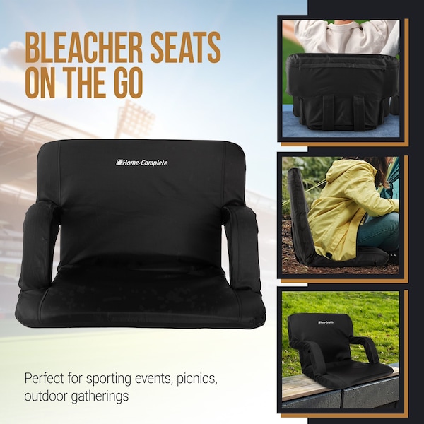 Home-Complete Set of 2 Wide Stadium Seats - Padded Back Support, Armrests, 6 Reclining Positions by, 2PK - 357154CAH