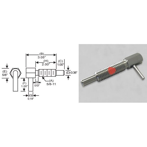 S & W Manufacturing L-Handle Lock, Nose P, 5/8-11", 2" - SLLW-7