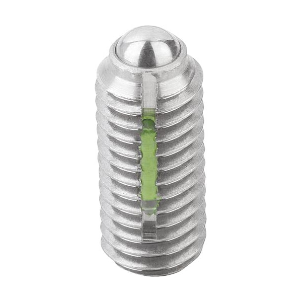 Kipp Spring Plunger Intensified Spring Force, Long-Lok D=1/4-28 L=15, Body & Ball Stainless Steel - K0326.2AJ
