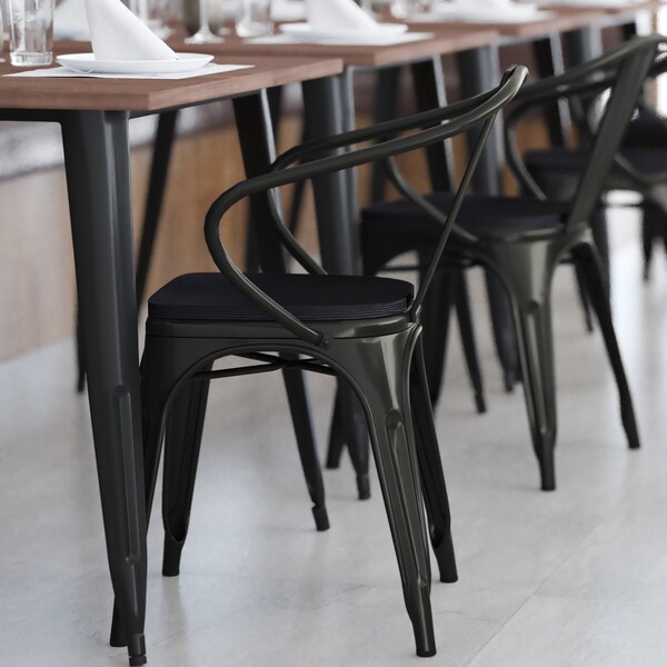 Flash Furniture Black Metal Stack Chair with Black Poly Resin Seat - CH-31270-BK-PL1B-GG
