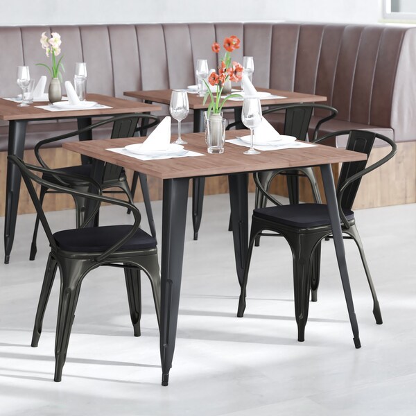 Flash Furniture Black Metal Stack Chair with Black Poly Resin Seat - CH-31270-BK-PL1B-GG