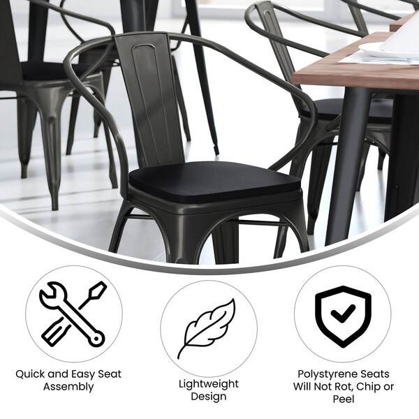 Flash Furniture Black Metal Stack Chair with Black Poly Resin Seat - CH-31270-BK-PL1B-GG