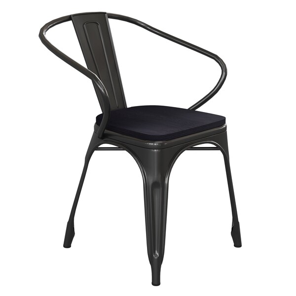 Flash Furniture Black Metal Stack Chair with Black Poly Resin Seat - CH-31270-BK-PL1B-GG