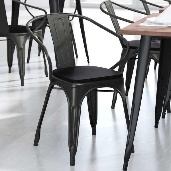 Flash Furniture Black Metal Stack Chair with Black Poly Resin Seat - CH-31270-BK-PL1B-GG