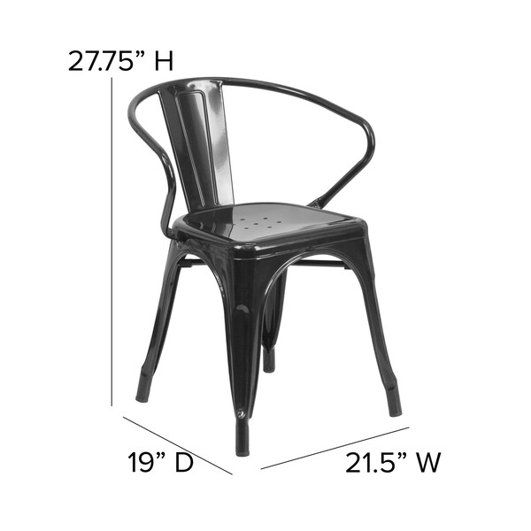 Flash Furniture Black Metal Stack Chair with Black Poly Resin Seat - CH-31270-BK-PL1B-GG