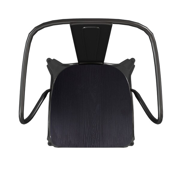 Flash Furniture Black Metal Stack Chair with Black Poly Resin Seat - CH-31270-BK-PL1B-GG
