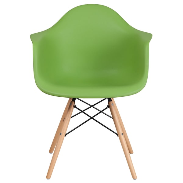 Flash Furniture 2 Pk. Alonza Series Green Plastic Chair with Wooden Legs - 2-FH-132-DPP-GN-GG