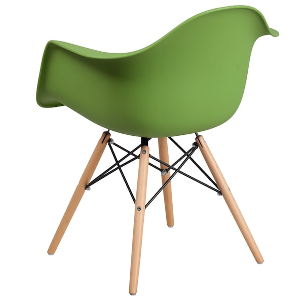 Flash Furniture 2 Pk. Alonza Series Green Plastic Chair with Wooden Legs - 2-FH-132-DPP-GN-GG