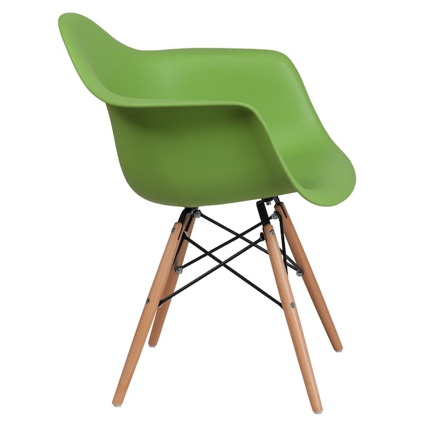 Flash Furniture 2 Pk. Alonza Series Green Plastic Chair with Wooden Legs - 2-FH-132-DPP-GN-GG