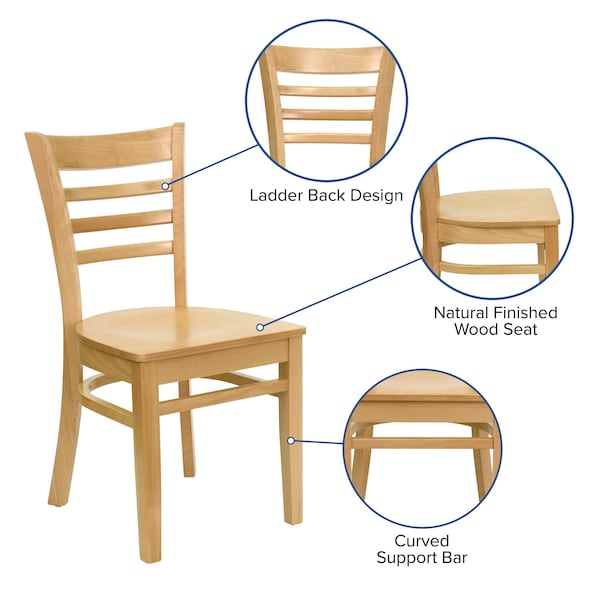 Flash Furniture Hercules Restaurant Chair, Wood Back, 17-1/4 in W 20" L 33-3/4" H - XU-DGW0005LAD-NAT-GG