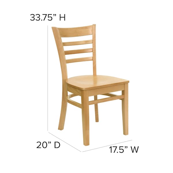 Flash Furniture Hercules Restaurant Chair, Wood Back, 17-1/4 in W 20" L 33-3/4" H - XU-DGW0005LAD-NAT-GG