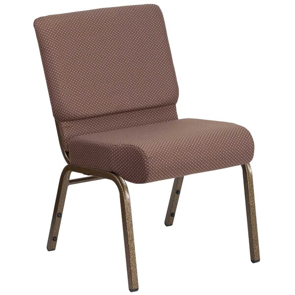 Flash Furniture Hercules Church Chair, Brown Back, 21-1/4 in W 25" L 33" H, Fabric Seat - FD-CH0221-4-GV-BNDOT-GG
